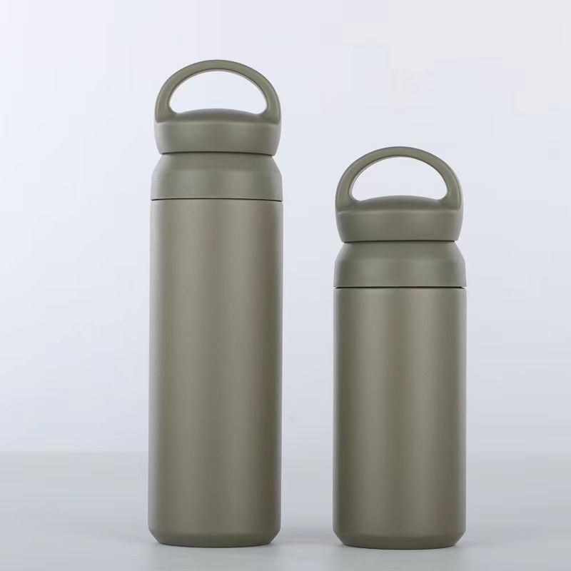 500 Ml Stainless Steel Thermos Cup Handle Pure Color Frosted Water Cup Portable Car Fashion Vacuum Insulation Custom Logo