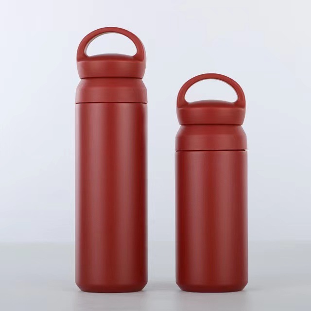 500 Ml Stainless Steel Thermos Cup Handle Pure Color Frosted Water Cup Portable Car Fashion Vacuum Insulation Custom Logo