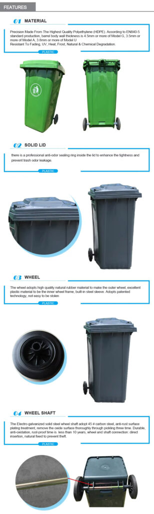 Outdoor Trash Cans Custom Plastic Wheelie Bin for Street Use