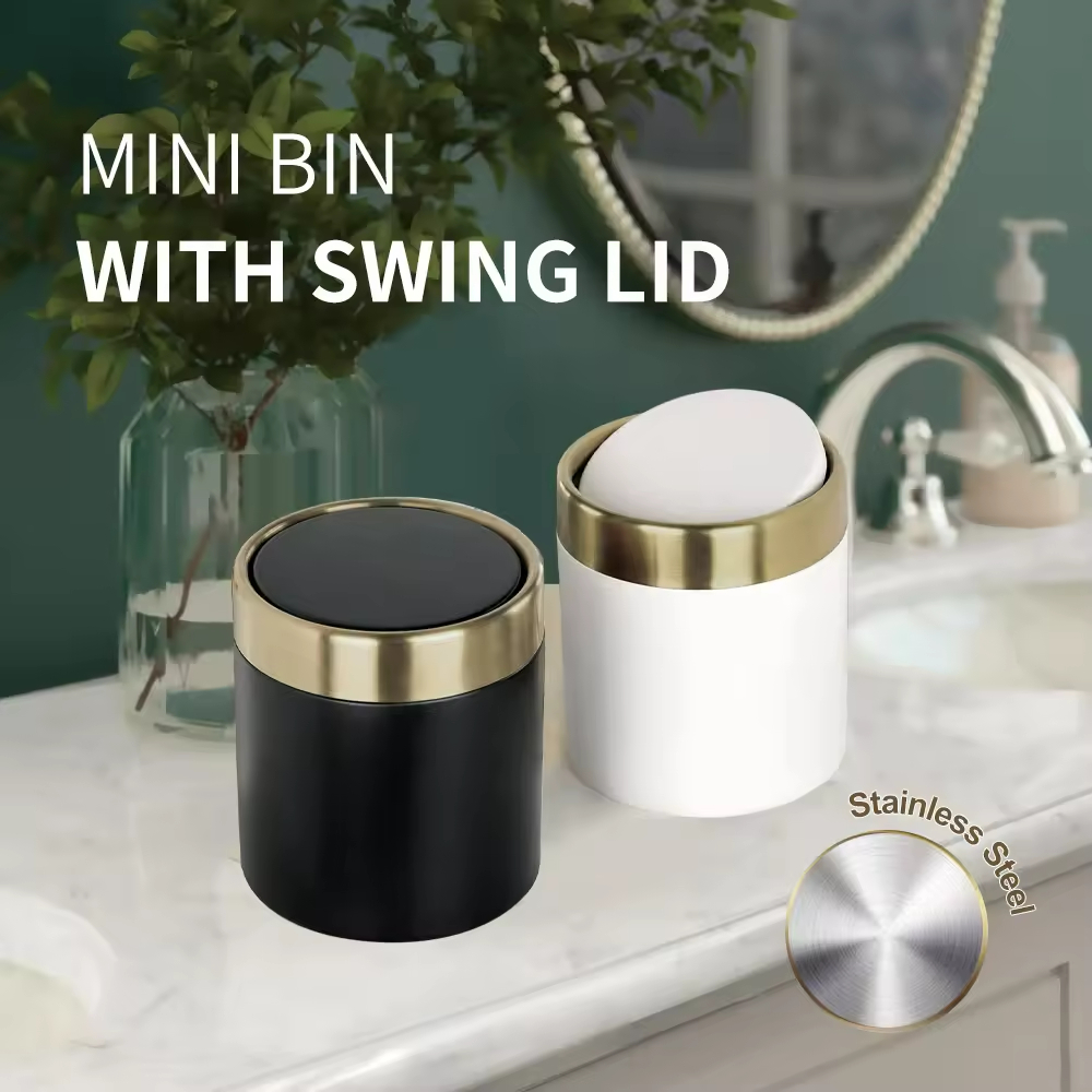 New Design Houseware Desktop Standing Stainless Steel Little Trash Bin