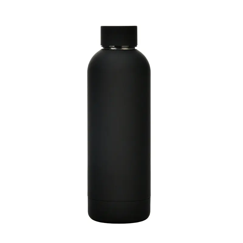 Botella de agua personalizada negra con acabado mate – 500 ml de acero inoxidable