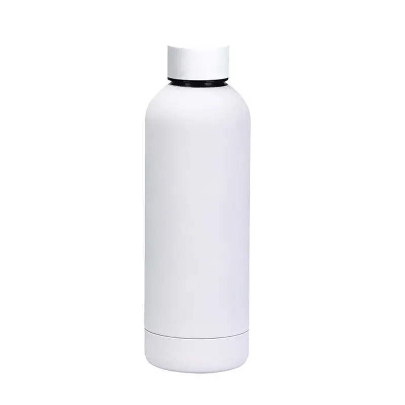 Botella de agua blanca personalizada: diseño minimalista para impresión de logotipos.