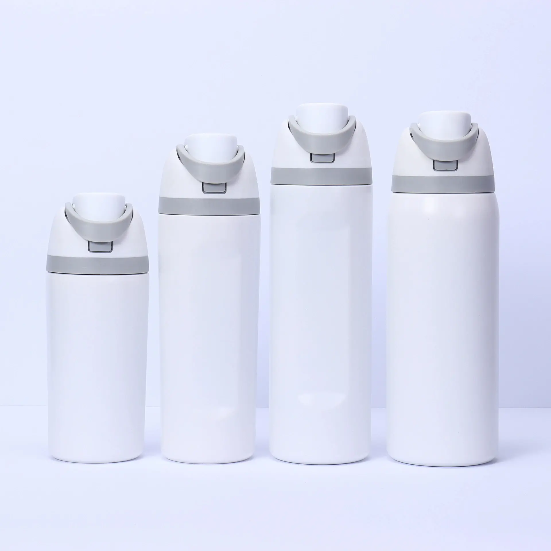 white Custom Freesip-style stainless steel water bottle with straw (2)