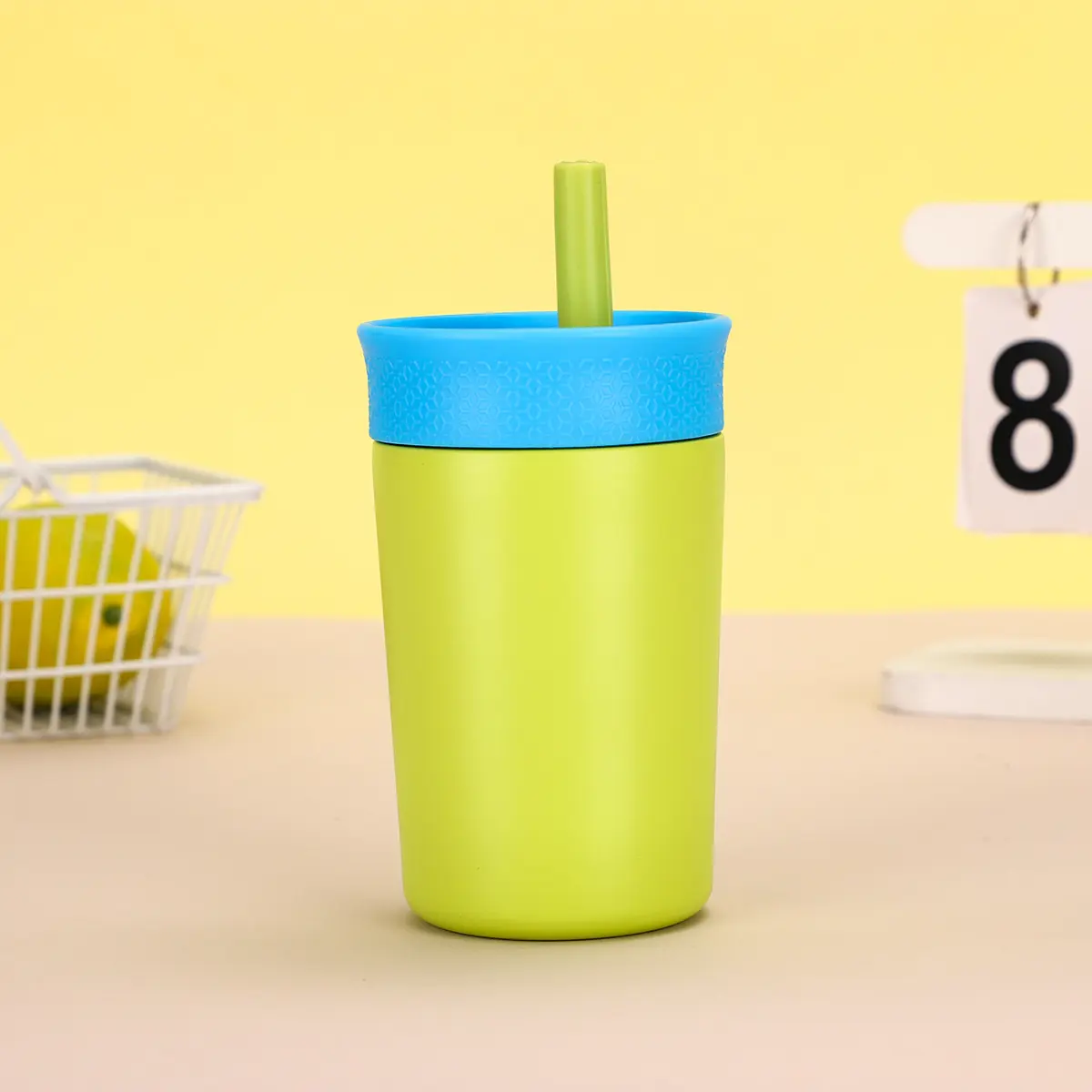 green stainless steel sippy cup for kids