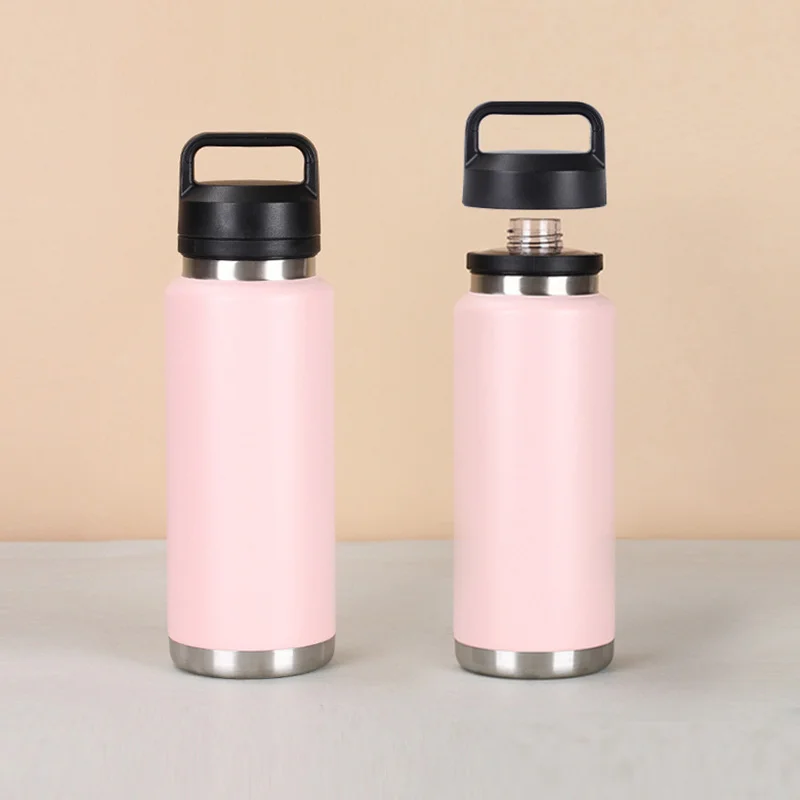 pink stainless steel vacuum bottle with custom logo