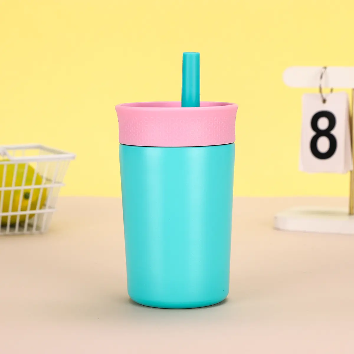 blue stainless steel sippy cup for kids