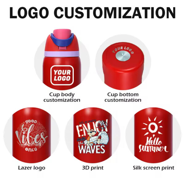 Personalizzazione della bottiglia shaker con stampa del logo, opzioni di colore e accessori come filtri o sfere di miscelazione