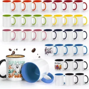 Tazze da caffè personalizzate all'ingrosso con manici di più colori per la stampa del logo e l'uso all'ingrosso