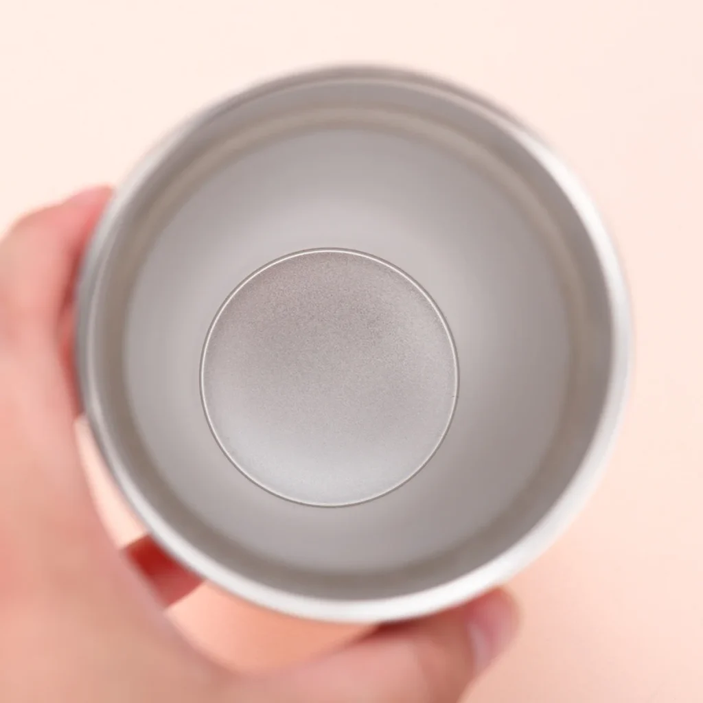 Inside view of 16 ounce stainless steel water bottle