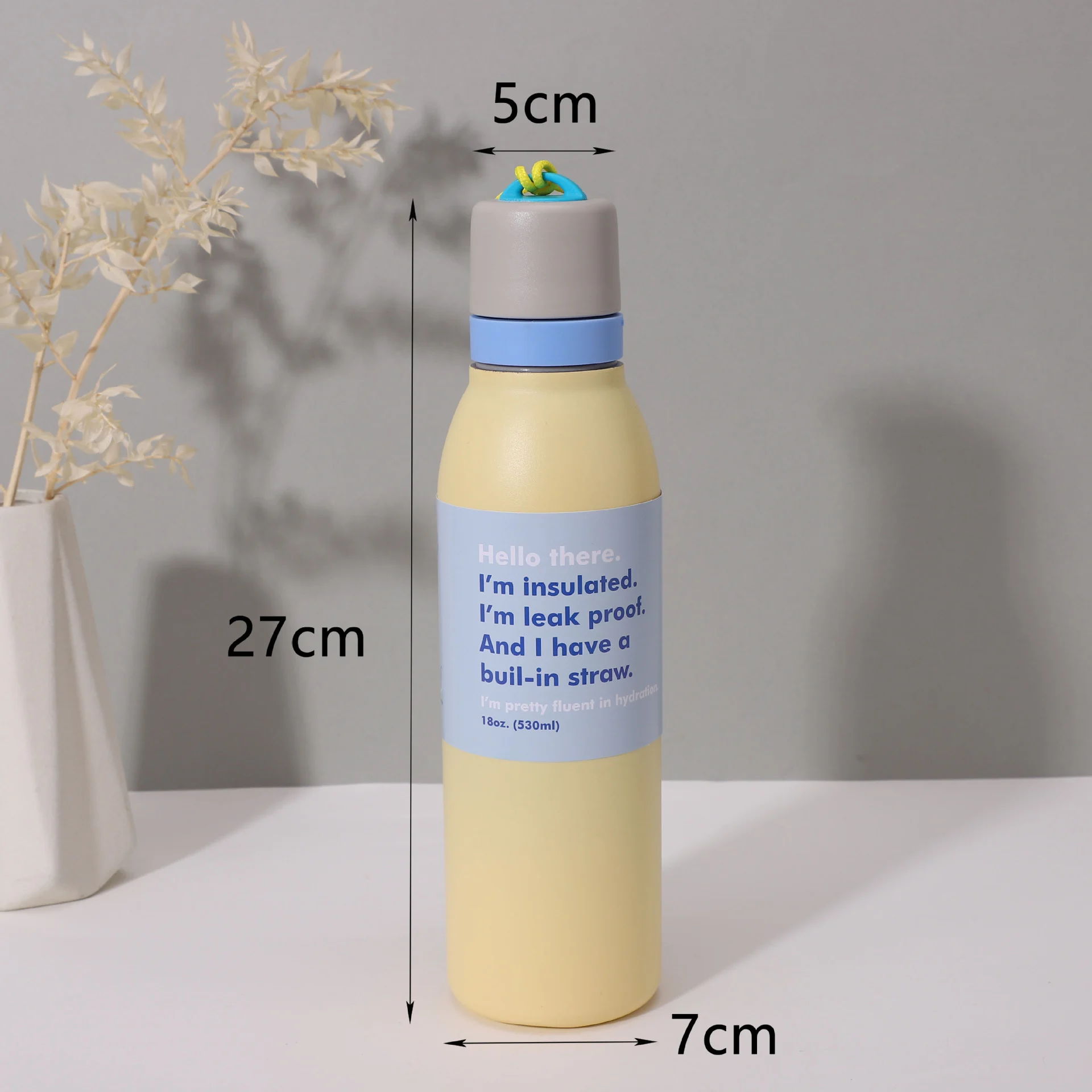 Botella de agua Owala de Foggy Tide personalizada con logotipo azul impreso