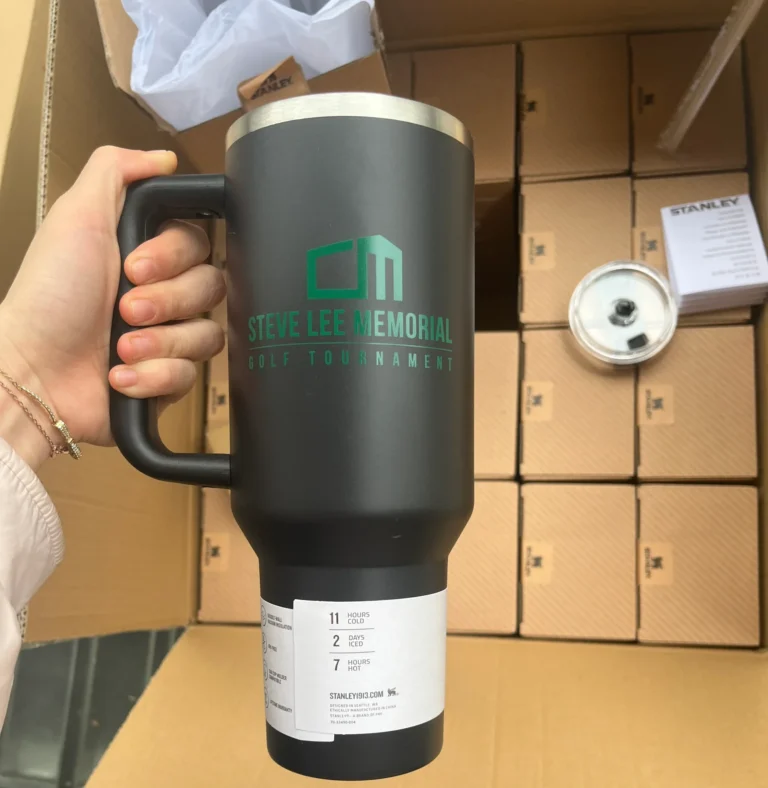 Custom Stanley-style insulated water bottle with straw and logo – best water bottle with straw