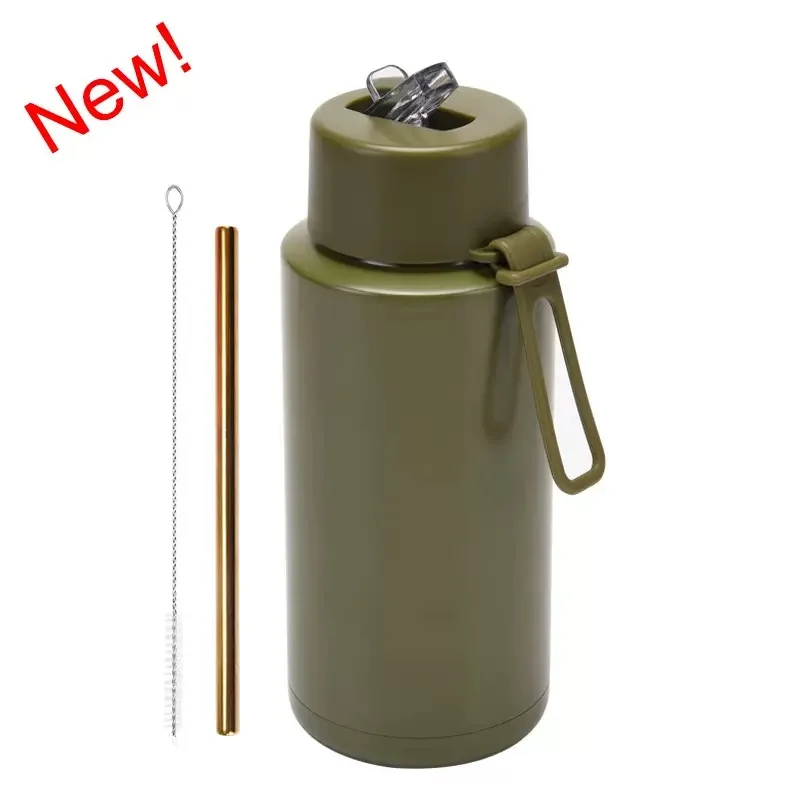New insulated water bottle with straw and cleaning brush – best water bottle with straw for custom gift use