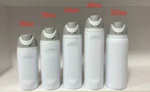 Owala water bottles in 16oz, 19oz, 24oz, 28oz, and 32oz sizes lined up，which owala fits in cup holder