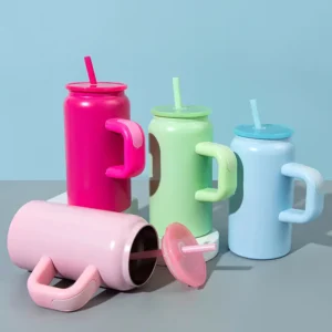 Pastel color thermos water bottles with handles and straws – bulk custom logo