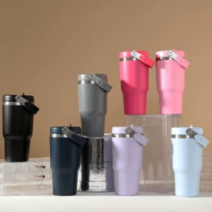 assorted personalized stanley cups with custom branding