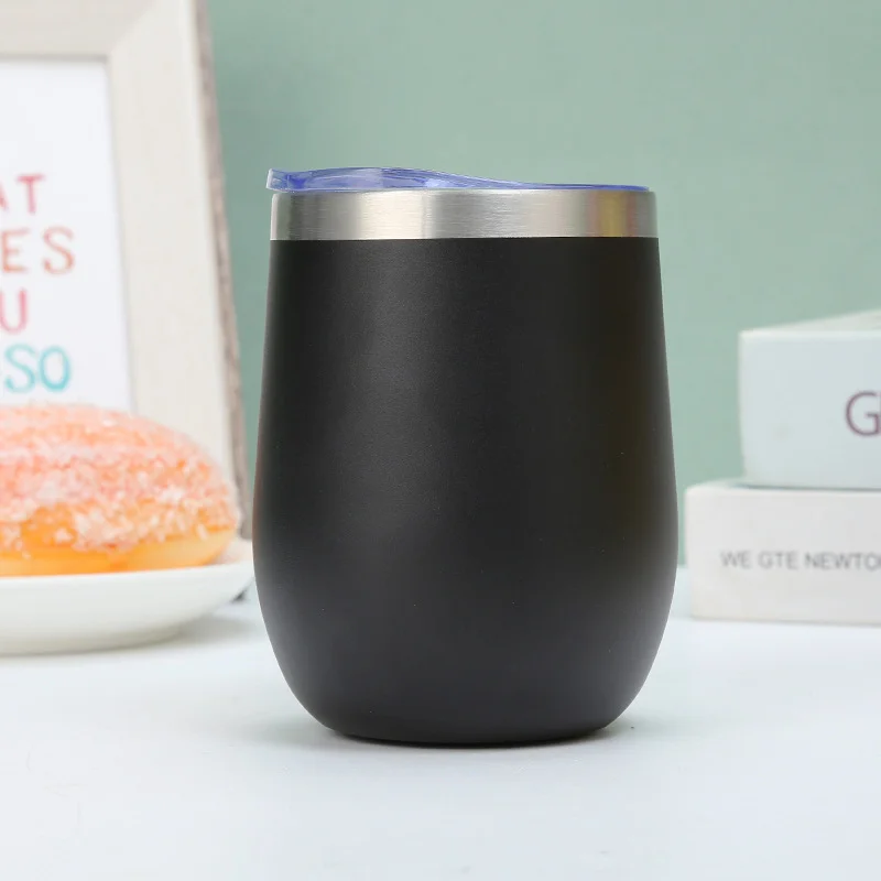 black custom engraved stainless steel tumbler with matte finish for business gifts