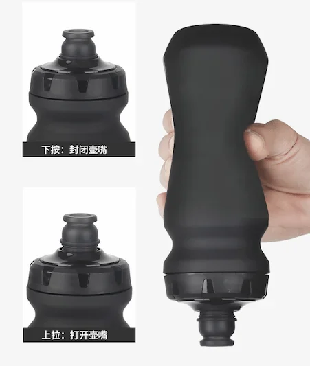 black custom squeeze water bottles with squeeze cap design