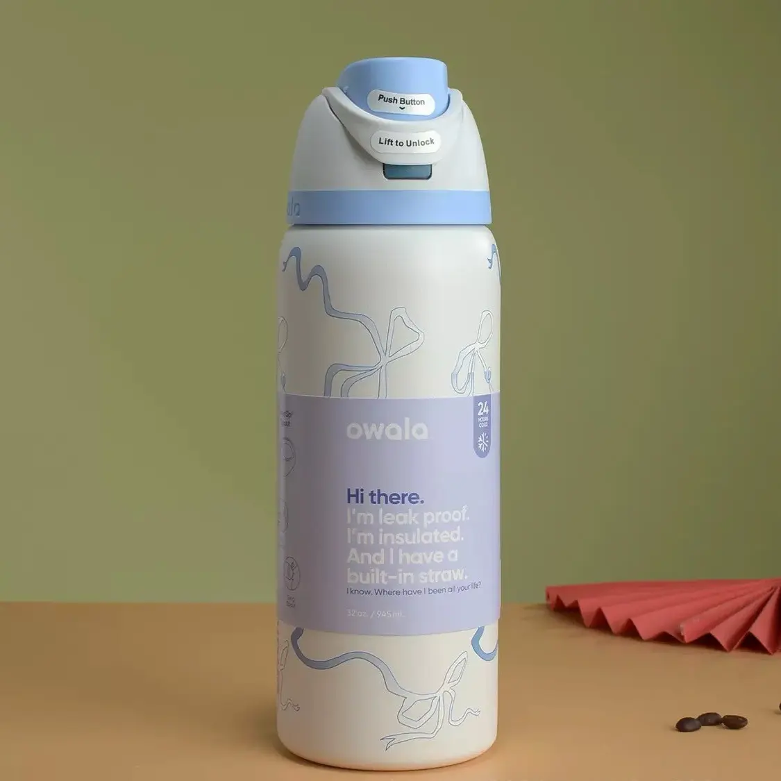 blue bow owala water bottle for bulk corporate order
