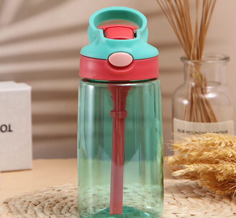 customized water bottles for kids green color for school logo printing