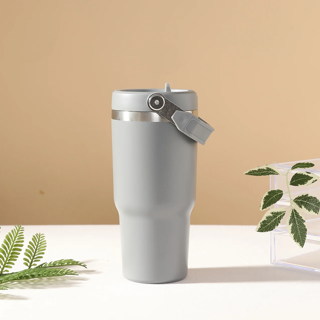 grey personalized stanley cups with company logo design