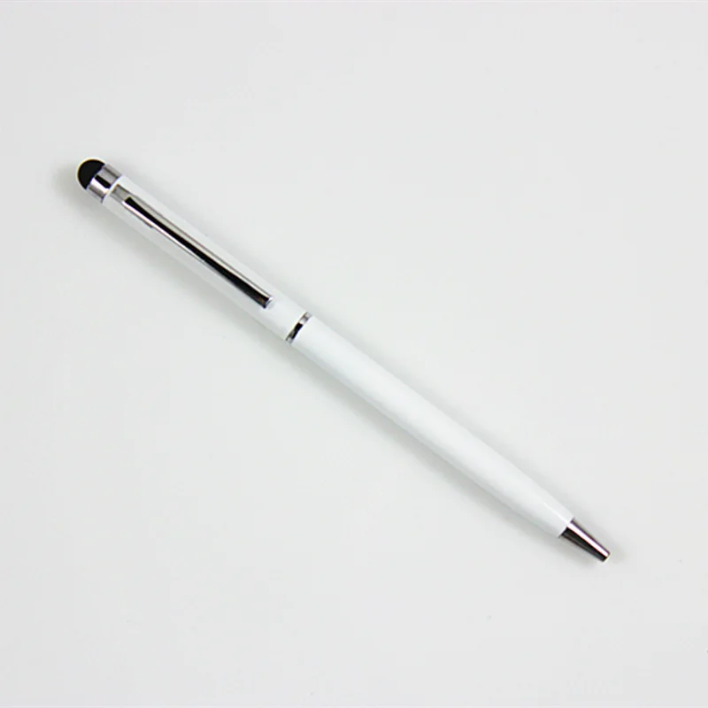 custom stylus pens in white with logo printing