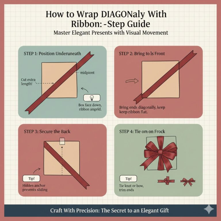 Secure Ribbon Professional Gift Wrapping: Easy Way to Secure a Ribbon Diagonally.