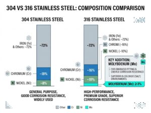 304 vs 316 stainless steel composition comparison