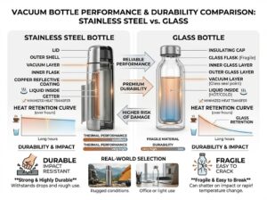 Heat retention and durability comparison between stainless steel and glass vacuum bottles