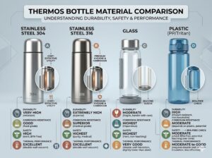 Material comparison for thermos bottles