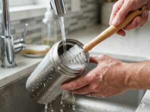 daily cleaning stainless steel thermos bottle with brush