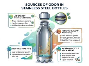 diagram showing sources of odor in stainless steel bottle