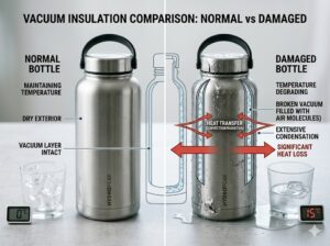p2 comparison of normal vs damaged insulated bottle