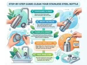 step by step cleaning stainless steel bottle
