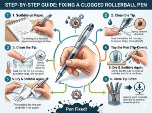 step by step fixing rollerball pen