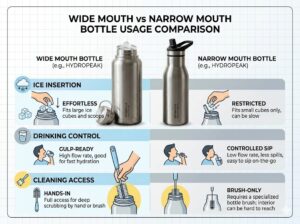wide mouth vs narrow mouth bottle usage comparison