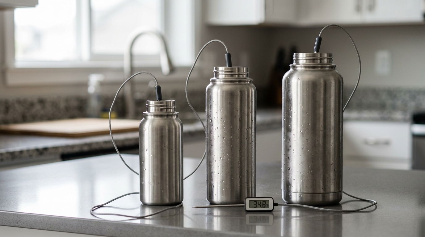 how long does stainless steel bottle keep water cold comparison test across three bottle sizes