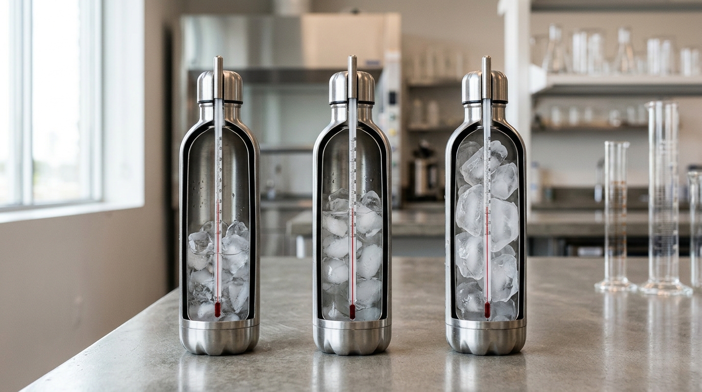 how long does stainless steel bottle keep water cold based on ice fill ratio comparison