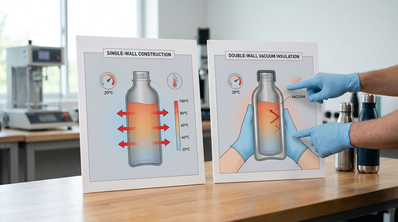 single wall vs double wall vacuum insulated stainless steel bottle hot water comparison