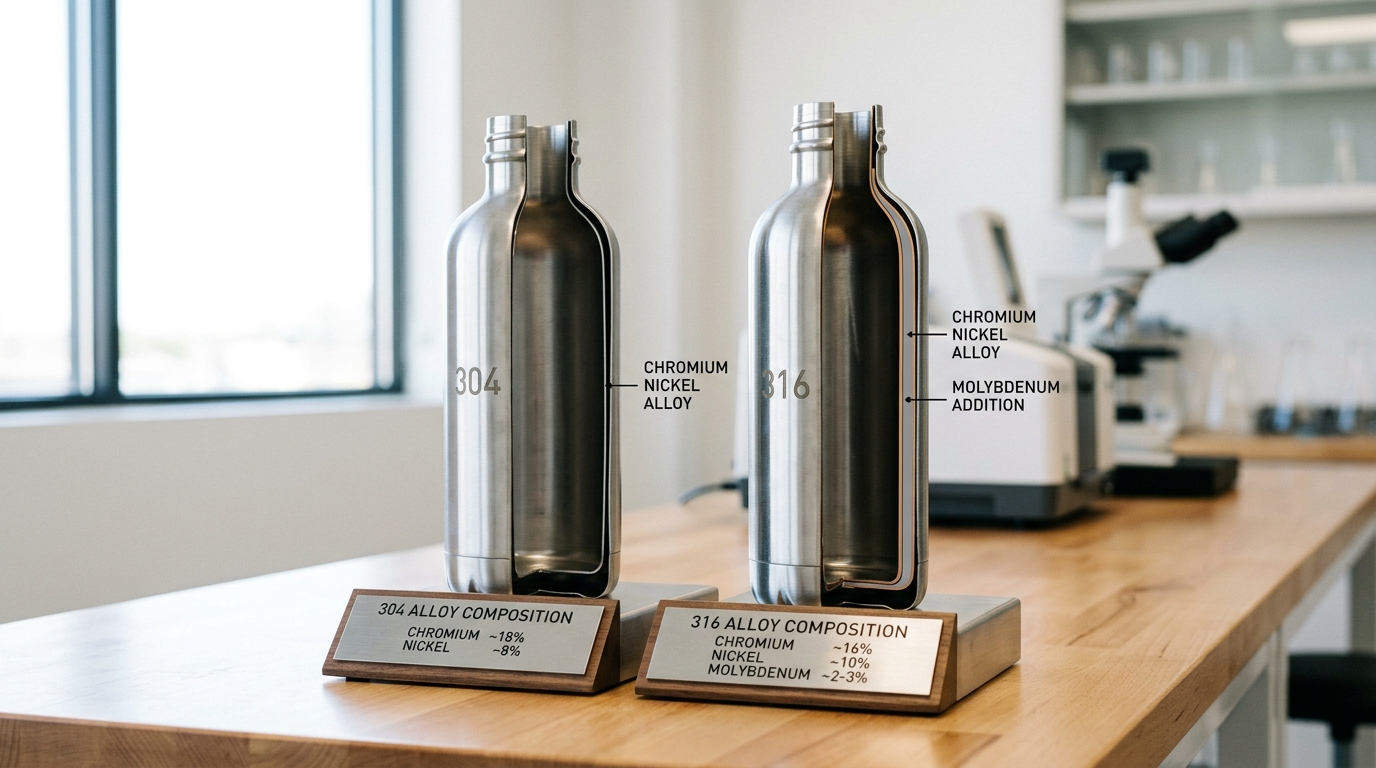 304 vs 316 stainless steel bottle comparison for hot water safety