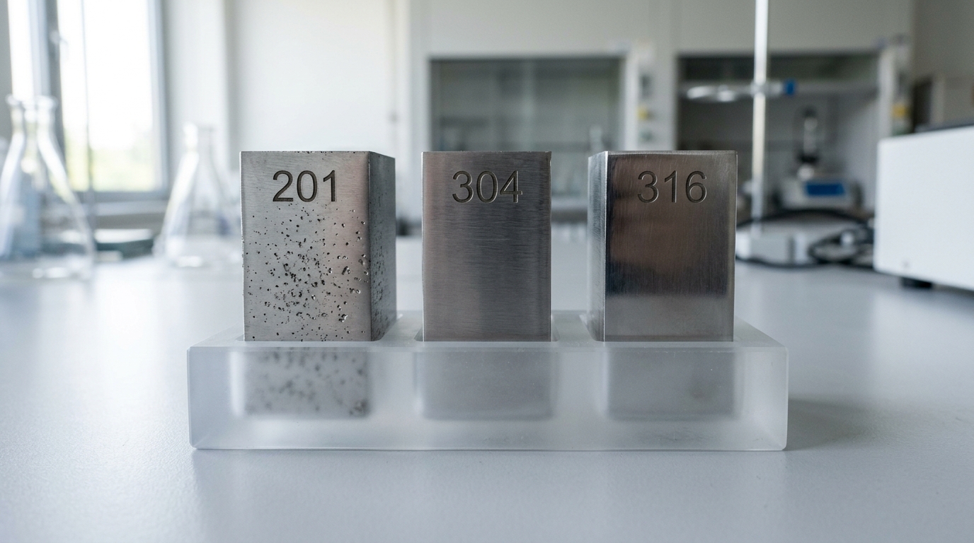 18/8 304 vs 201 vs 316 stainless steel water bottle comparison showing corrosion differences