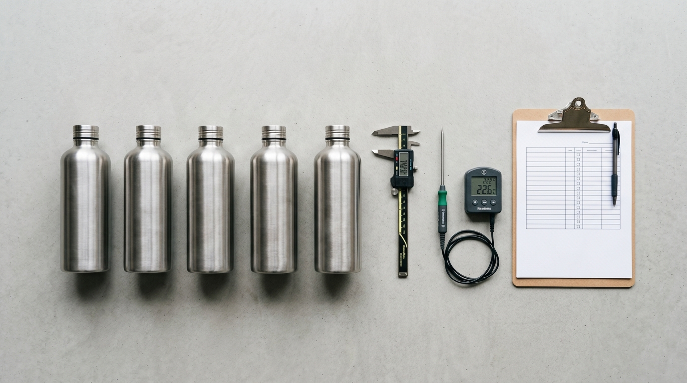 testing setup for recyclable stainless steel bottles durability and insulation