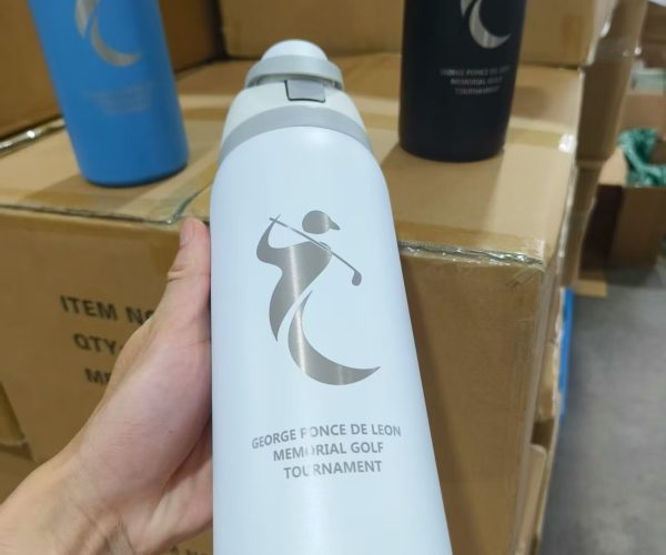 engraved Owala bottle with text logo for corporate gifts